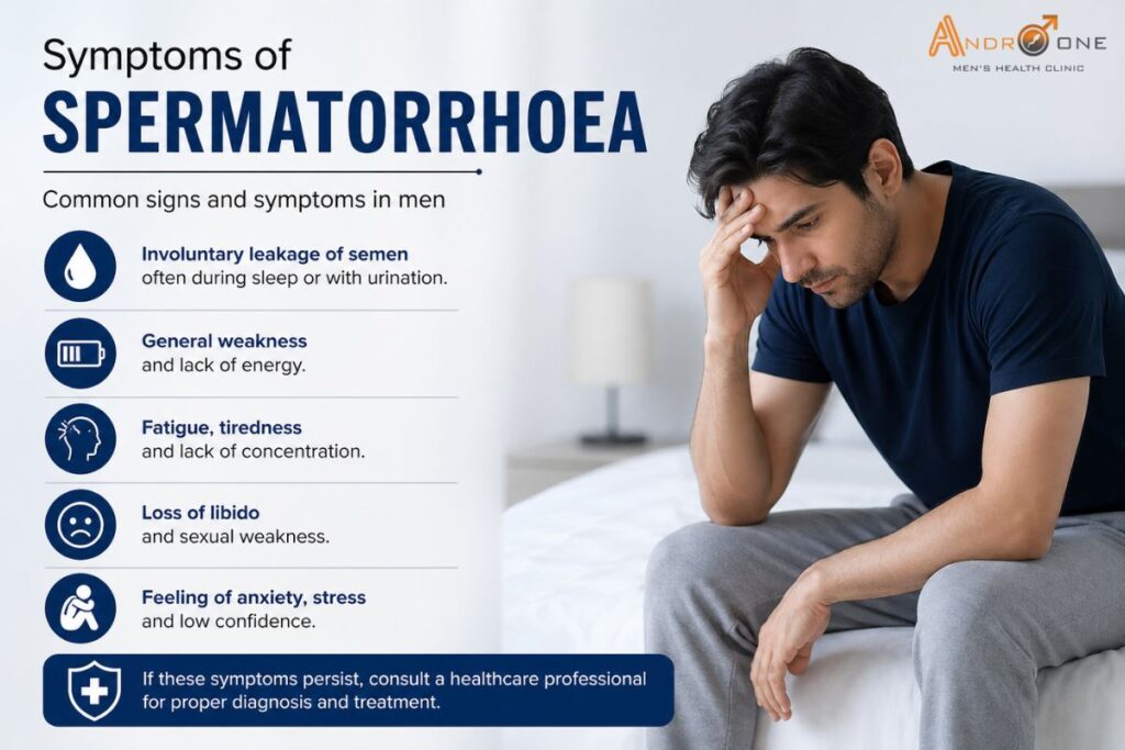What are the symptoms of spermatorrhoea in men