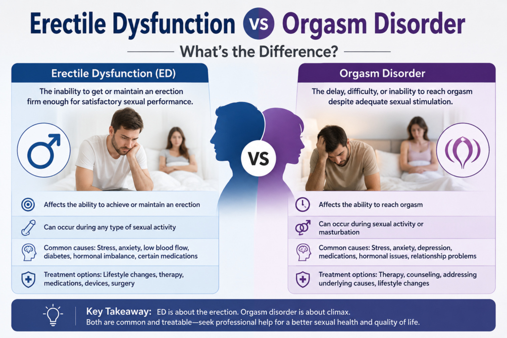 Erectile Dysfunction vs Orgasm Disorder: What’s the Difference?