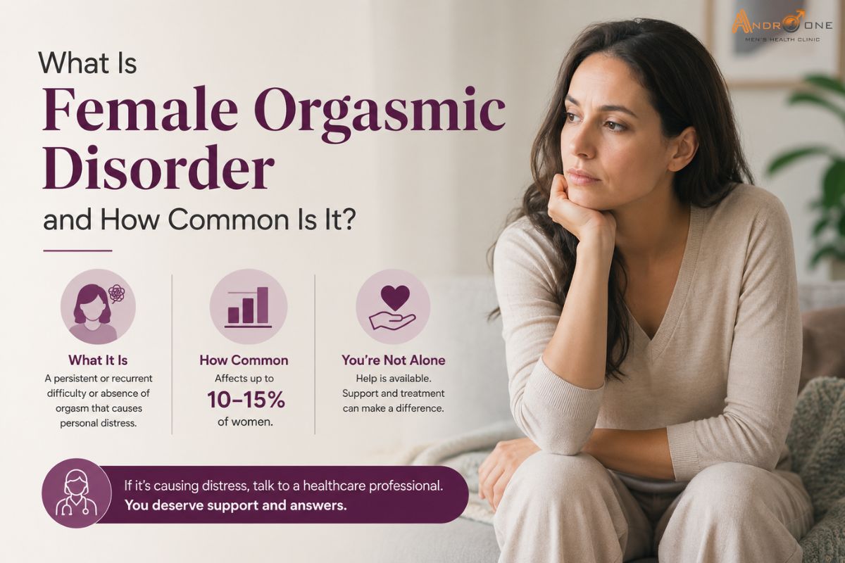 Female Orgasmic Disorder is a condition where a woman has difficulty or cannot reach orgasm even with sufficient sexual stimulation. It is relatively common, but exact numbers vary due to underreporting and different studies.